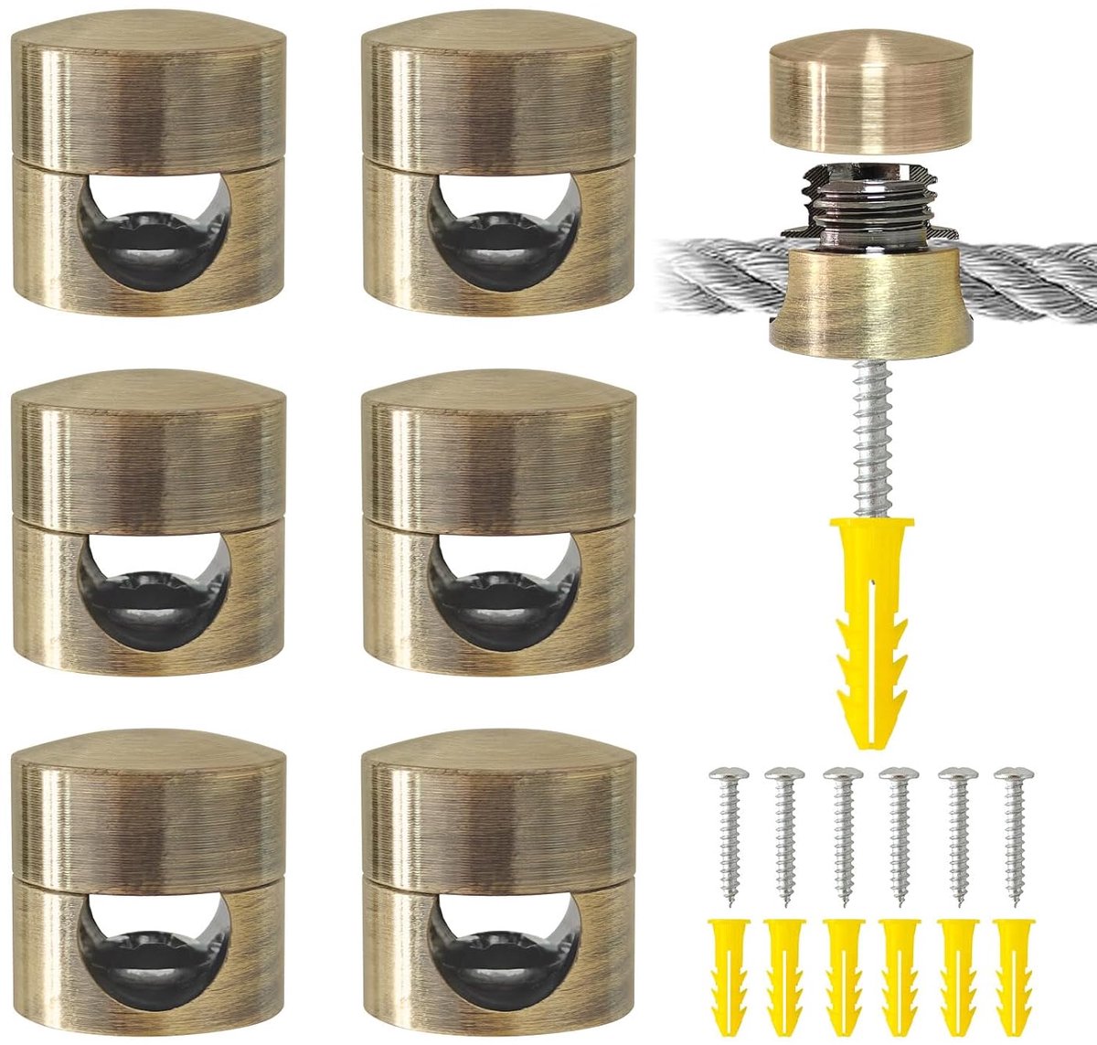 Kabelclips 6 Stuks - Aluminium - Bronze - Voor kabelbeheer thuis of op kantoor - ShopVlot
