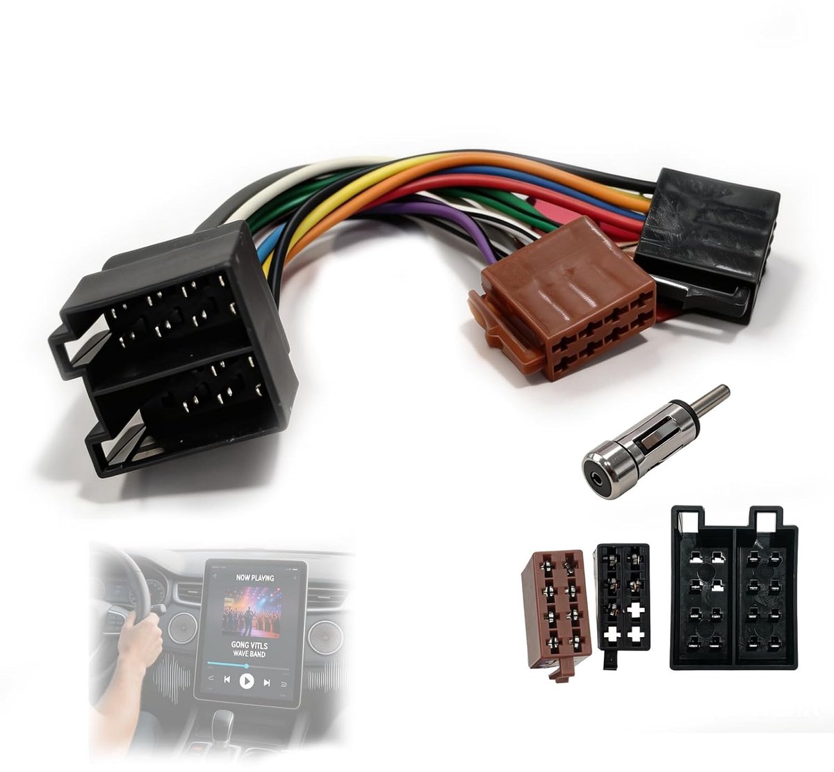 Car Radio Adapter Set - DIN ISO Plug 15 + 30 - Antenneadapter en Verlengkabel - Eenvoudige installatie in voertuigen - ShopVlot