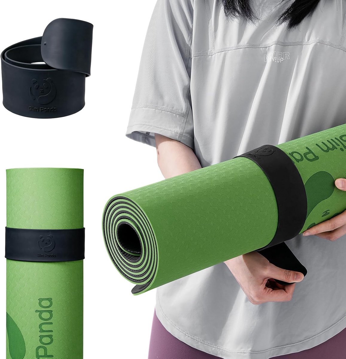 Yogamatband 60 cm - zwart - stevig en compact - houdt je yogamat perfect opgerold - ShopVlot