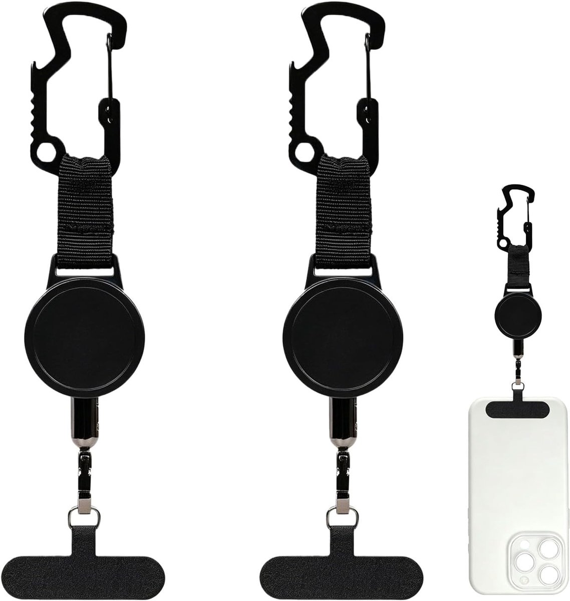 uitrekbare mobiele telefoonbevestiging - 2 stuks - met karabijnhaak - ideaal voor wandelen en klimmen - ShopVlot
