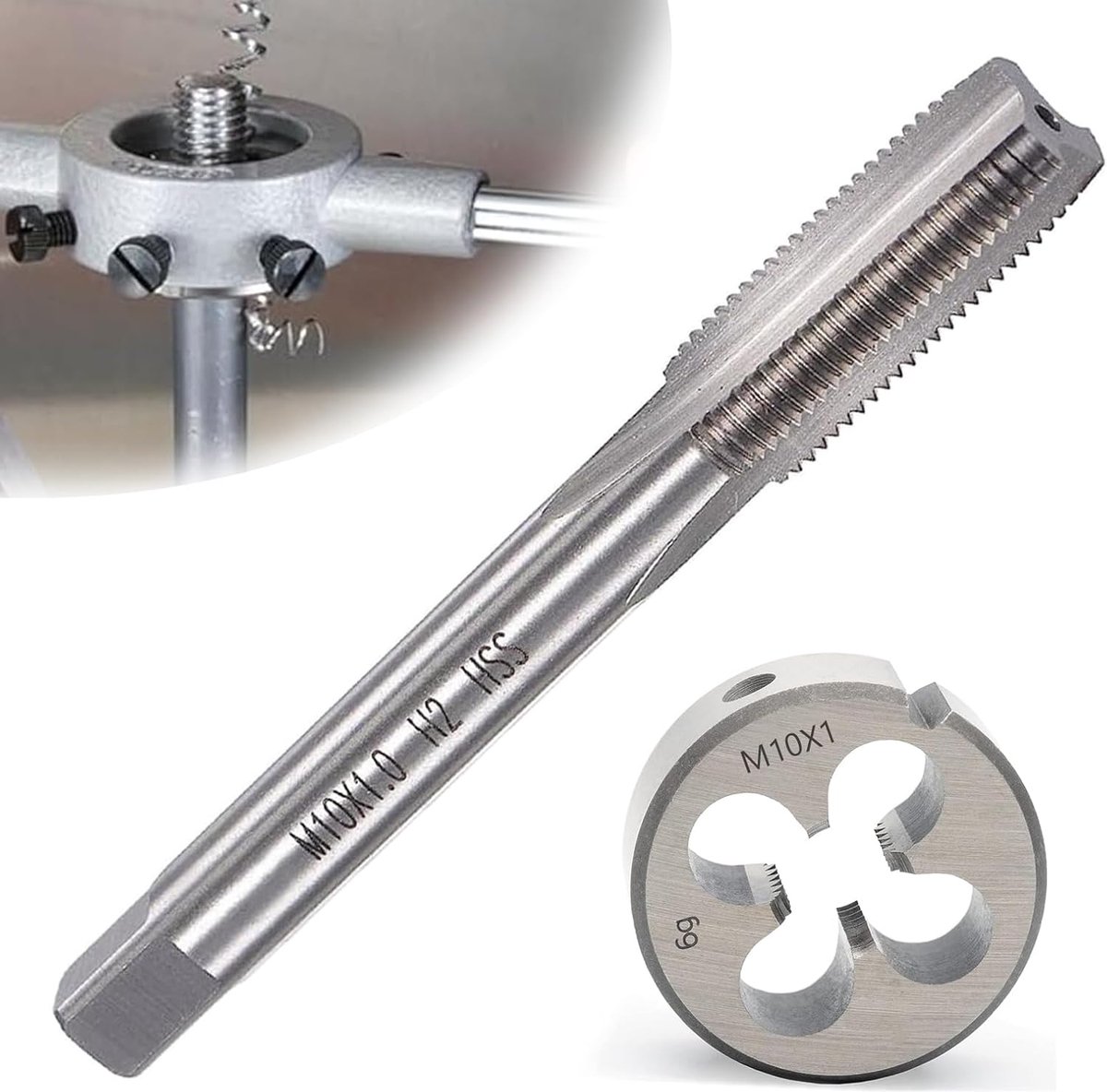 Metalen draadboor M10 x 1.0 mm - HSS tap en matrice - scherp en duurzaam - ideaal voor precisiewerk - ShopVlot