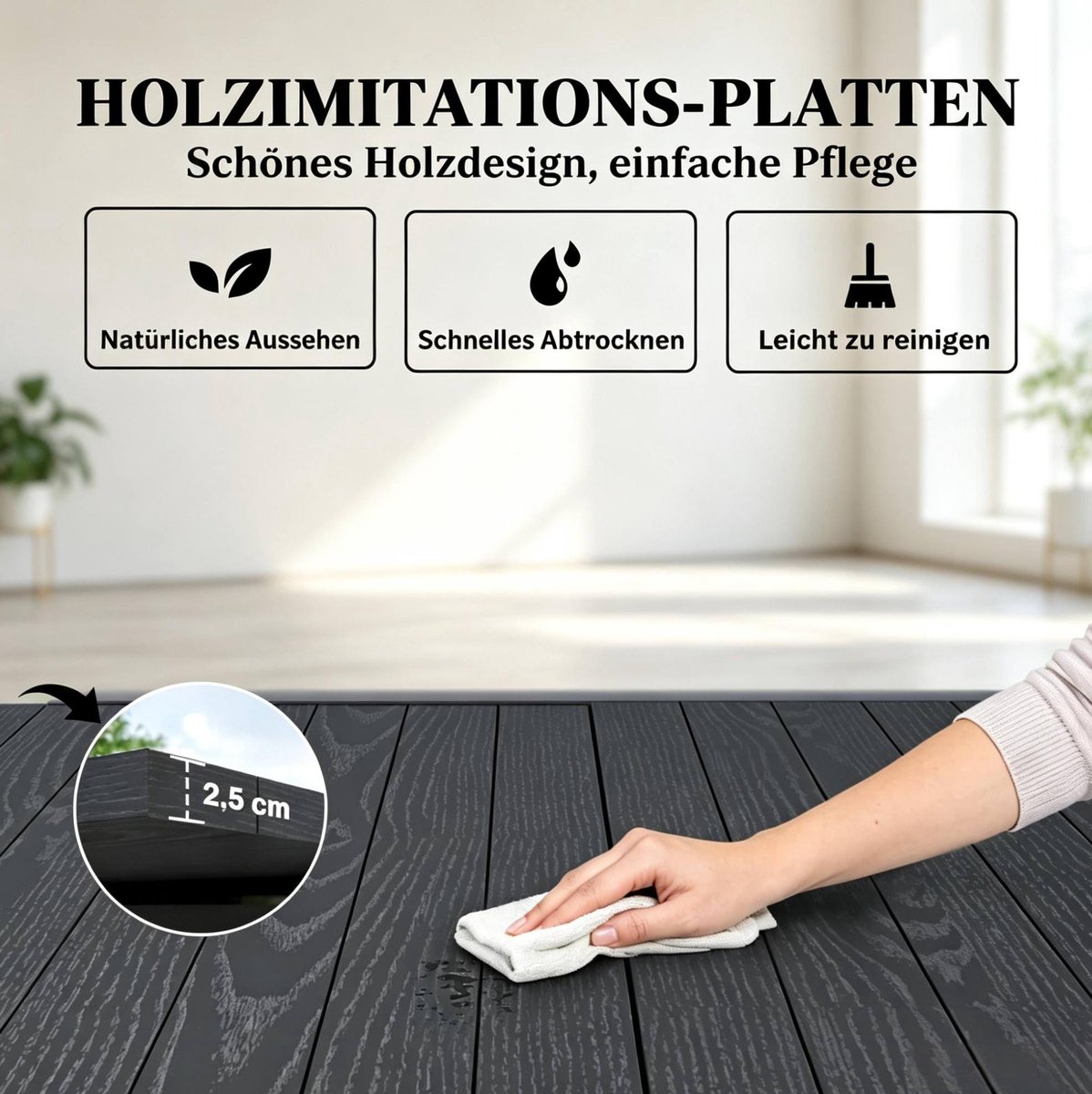 OKWISH Uitschuifbare Eettafel - Aluminium Houtlook - Voor 4 Tot 6 Personen - Zwart - 160 X 80 X 75 Cm