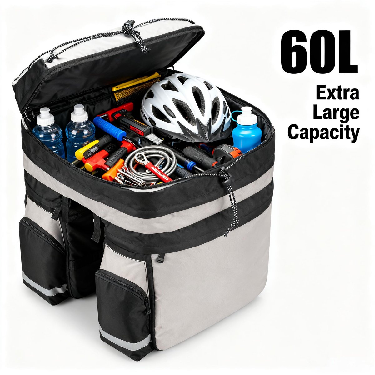 Fietstas 60 liter - waterdicht - 3-in-1 multifunctioneel - ideaal voor lange ritten - ShopVlot