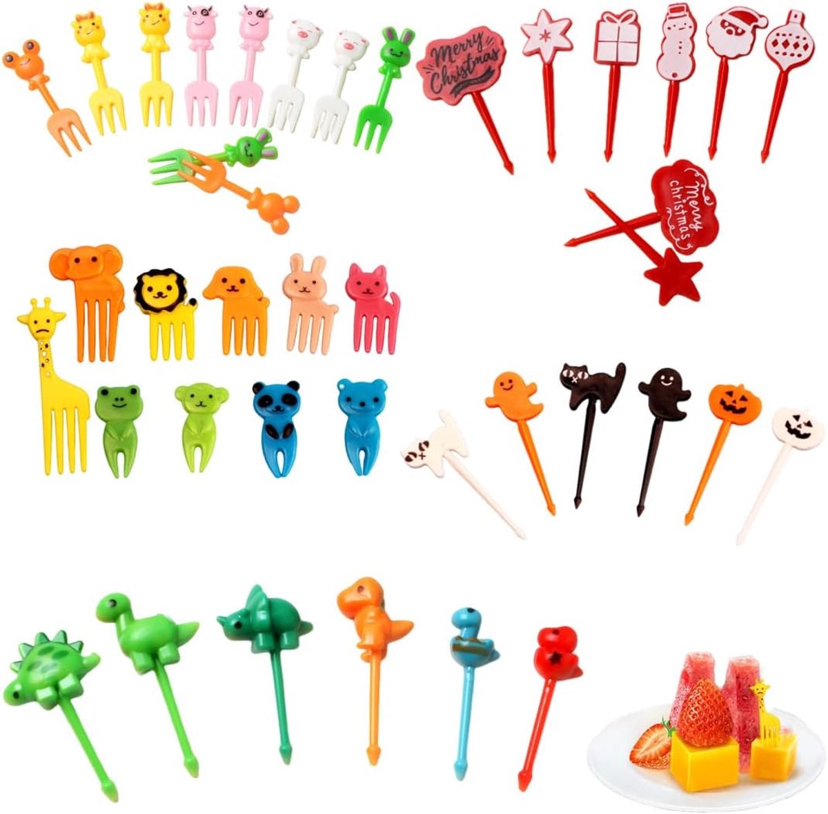 Vinger Eten Vorken 40 Stukken - Mini Cartoon Ontwerpen - Leuke Accessoires - Perfect voor Kinderen - ShopVlot