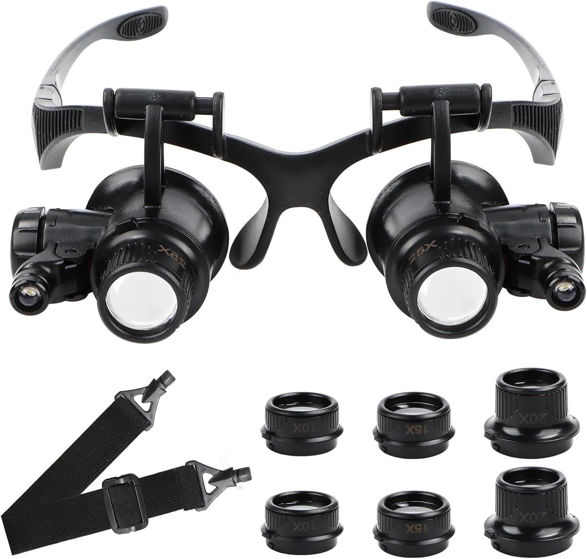 Vergrootbril met licht - Hoofdband - Verstelbaar LED-licht - Perfect voor juweliers en knutselen - ShopVlot
