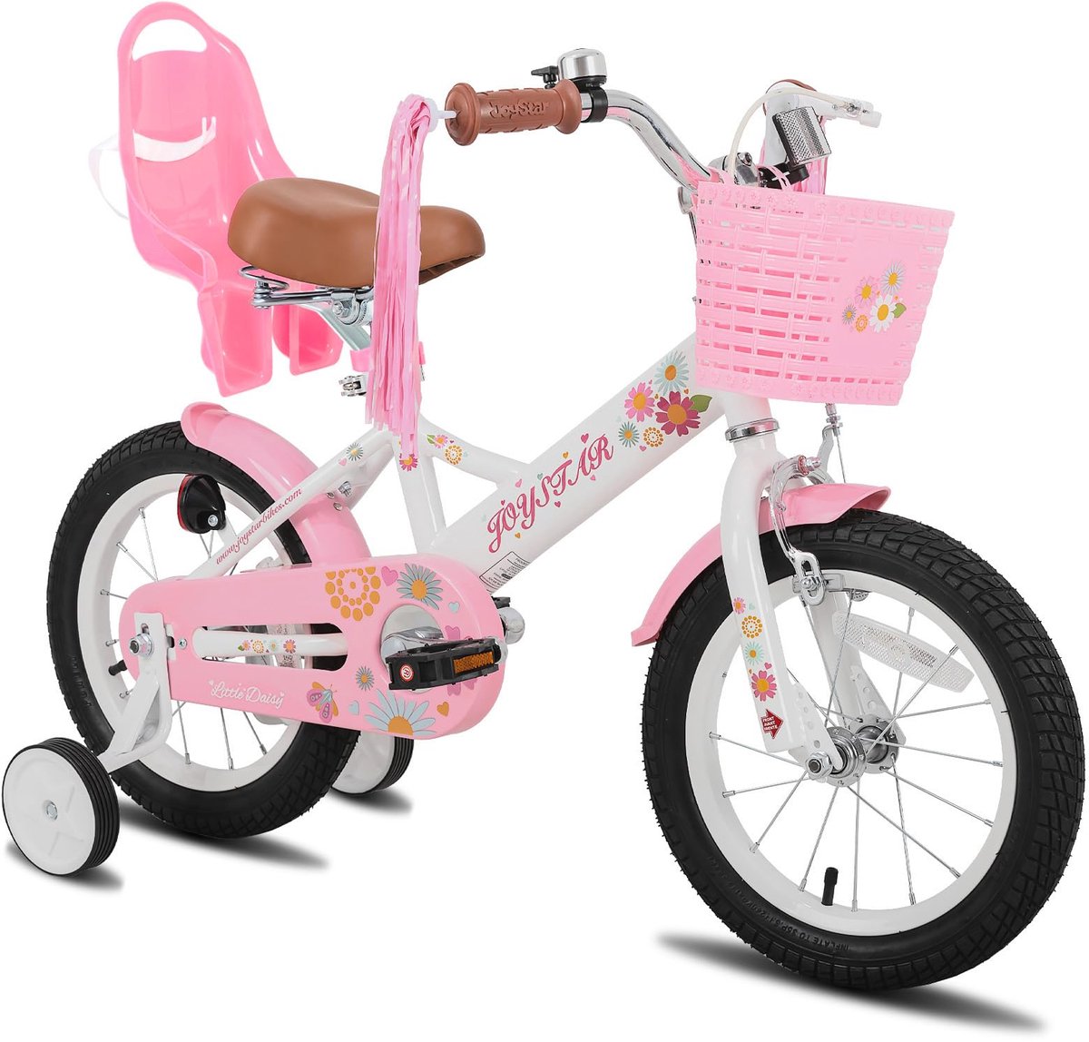 Kinderfiets 30,5 cm (12 inch) - wit - met mand en poppenzitje - voor meisjes van 2 tot 4 jaar - ShopVlot