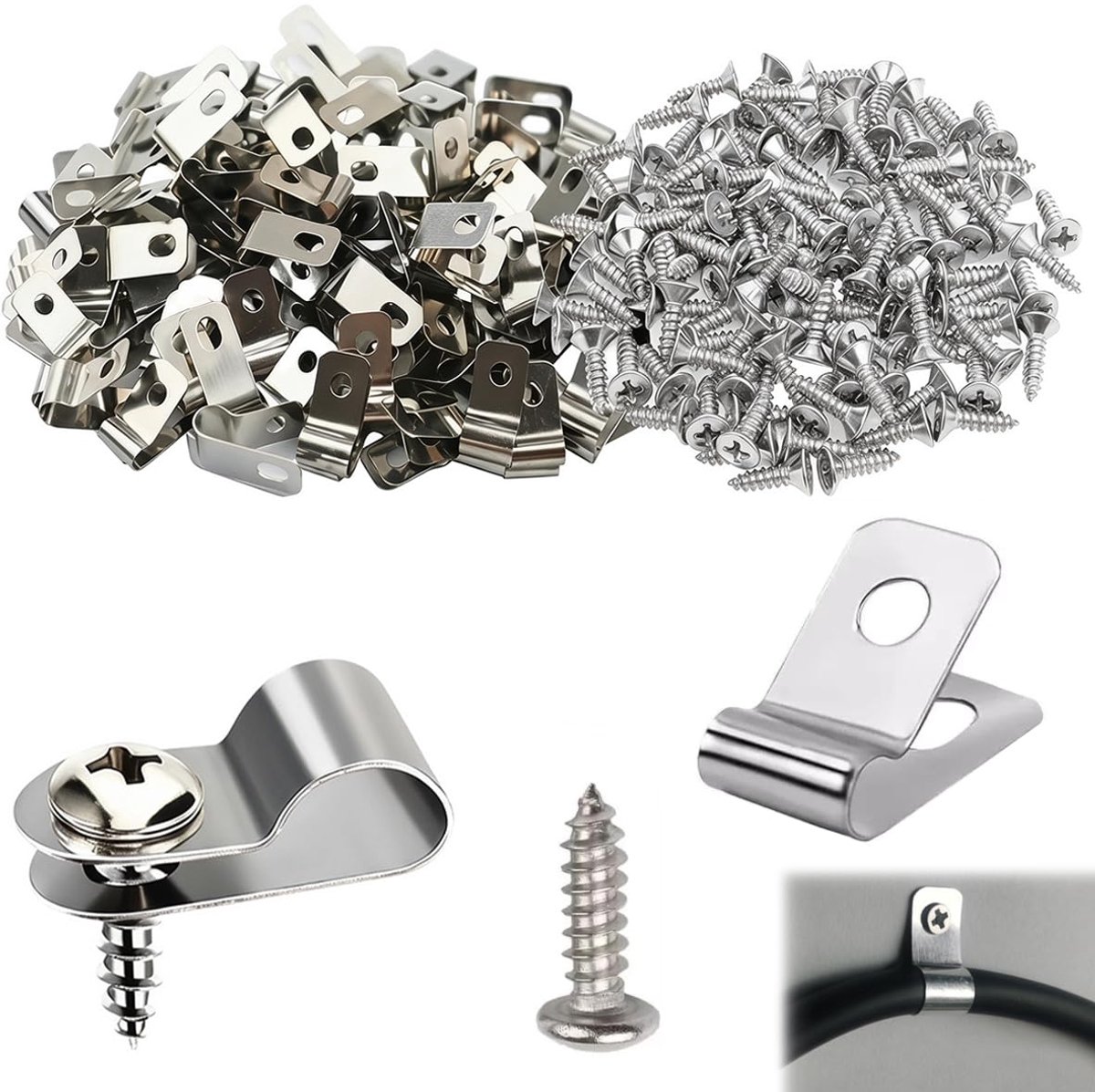 hekdraadklemmen 6 mm - R-type roestvrij staal - 150 stuks - ideaal voor hekwerkbevestiging - ShopVlot