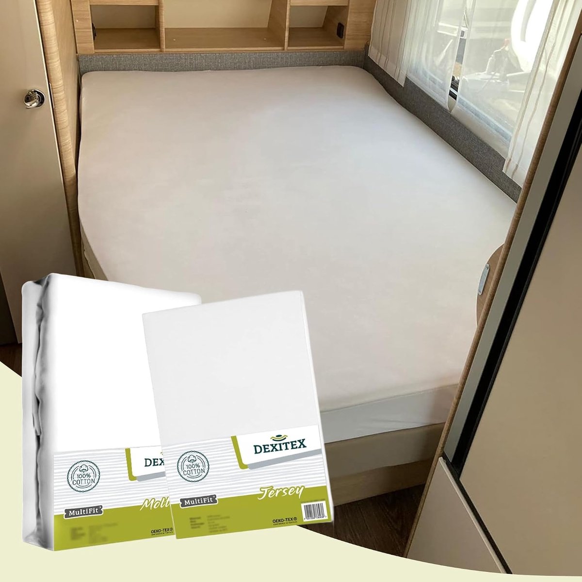 Beddengoedset voor Camper en Caravan - 1 Hoeslaken Wit - 100% Katoen - Comfortabel Slapen op Reis - ShopVlot