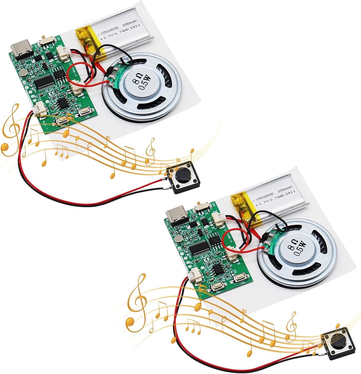 MP3 geluidsmodule - 2 stuks - muziek opname module met speaker - ideaal voor gepersonaliseerde wenskaarten - ShopVlot