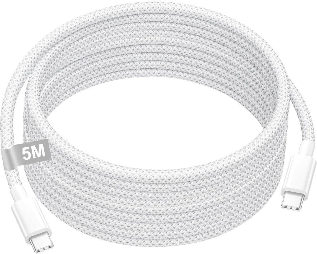 USB C naar USB C kabel 5M - Type-C snellaadkabel - voor iPhone 15 Pro Max - ideaal voor thuis en onderweg - ShopVlot