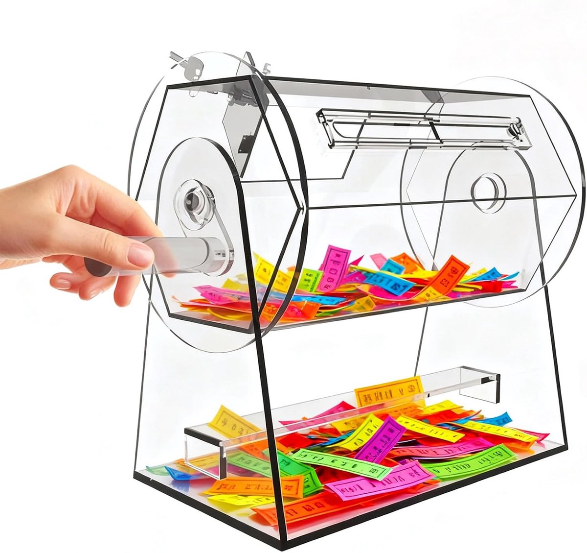 Tombola-trommel 2000 tickets - acryl materiaal - robuust ontwerp - ideaal voor evenementen - ShopVlot
