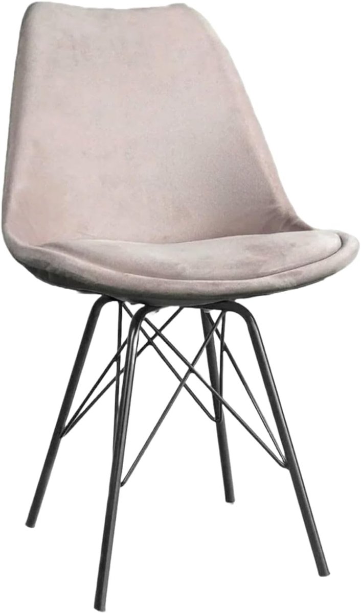 Eetstoel set van 4 - Viga zandvelours - Eenvoudige montage - Comfortabel zitten - ShopVlot