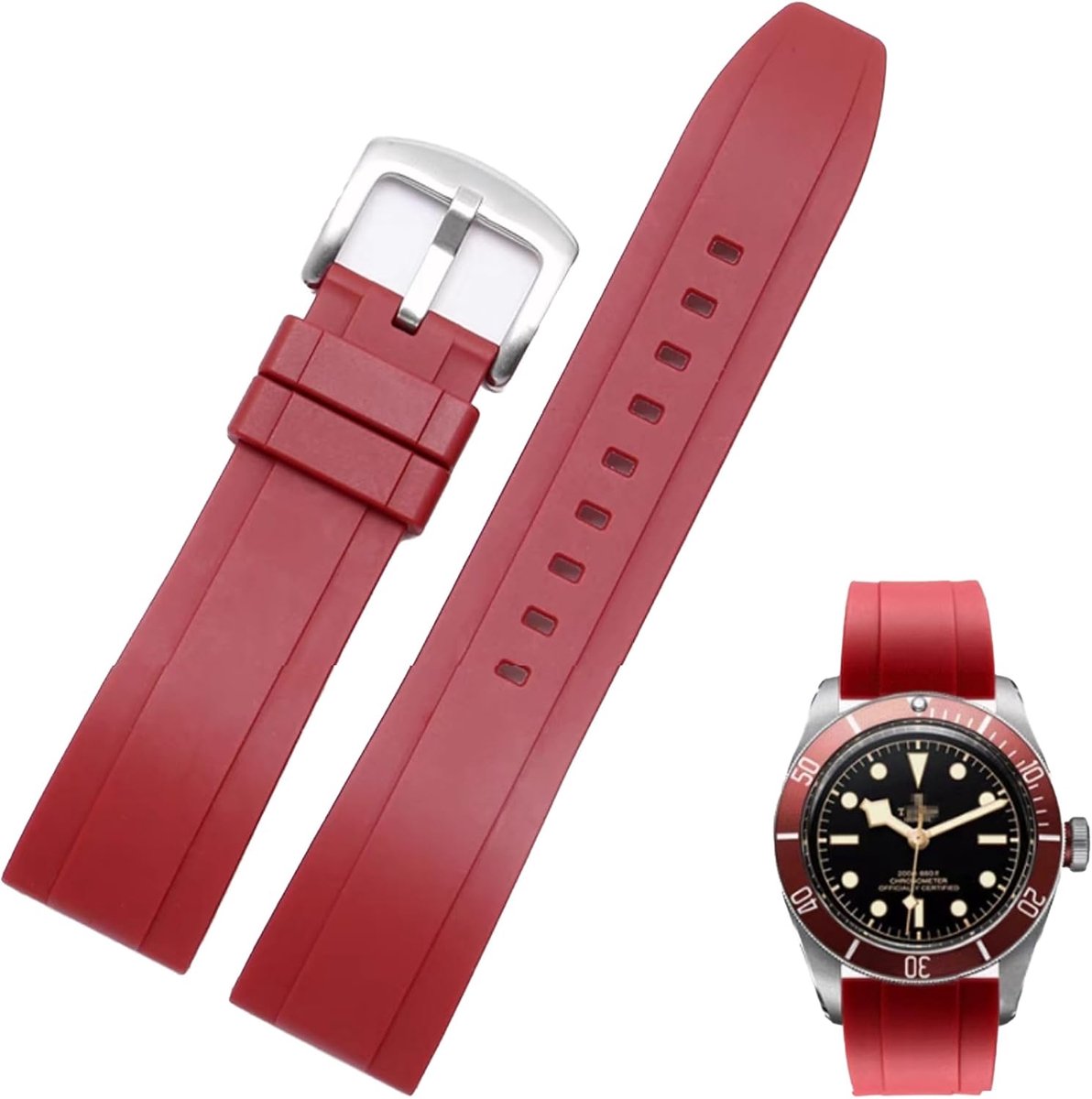 Horlogeband FKM Rubber 19mm 20mm 21mm 22mm - Fluororubber - Soft en Ventilerend - Comfortabele Draagervaring - ShopVlot