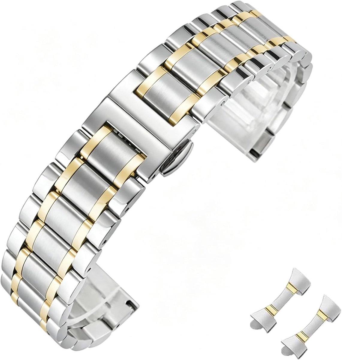 Metaalband 14mm 16mm 18mm 20mm 21mm 22mm 24mm - RVS geborsteld - Stijlvolle heren smartwatch band - ShopVlot