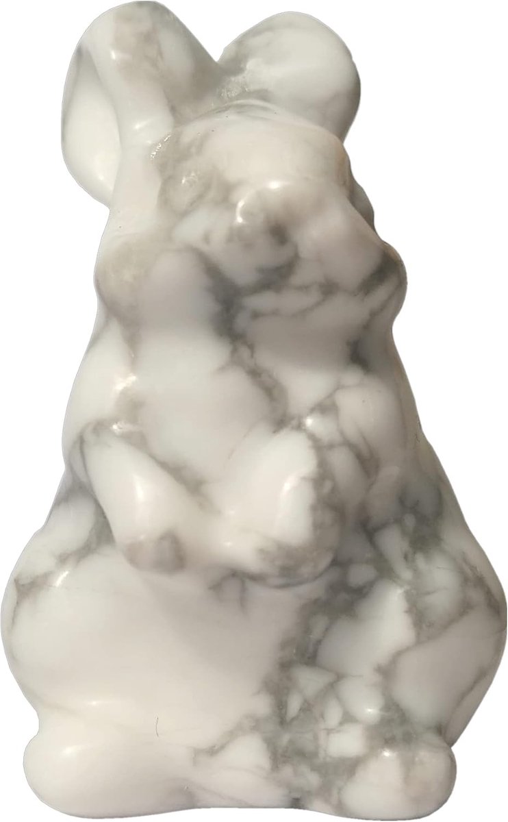 Kralenfiguur konijn 1,5 inch - natuurlijke witte howliet turquoise - handgemaakt - voor ontspanning en healing - ShopVlot