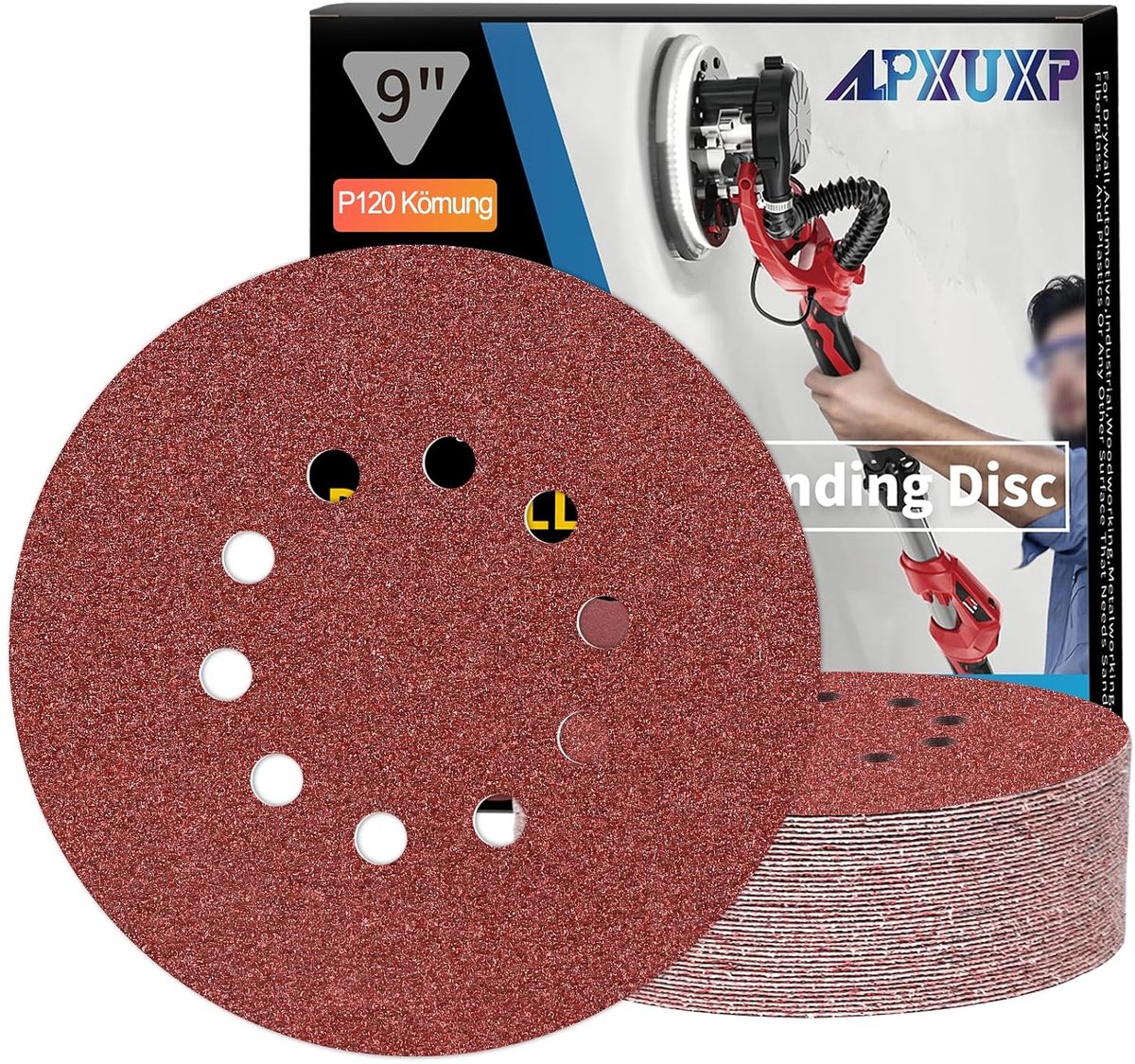 Schuurdiscs 225mm 25st Velcro Rond Schuurpapier - 120 grit - 10 gaten voor Gyproc Schuurmachine - ShopVlot