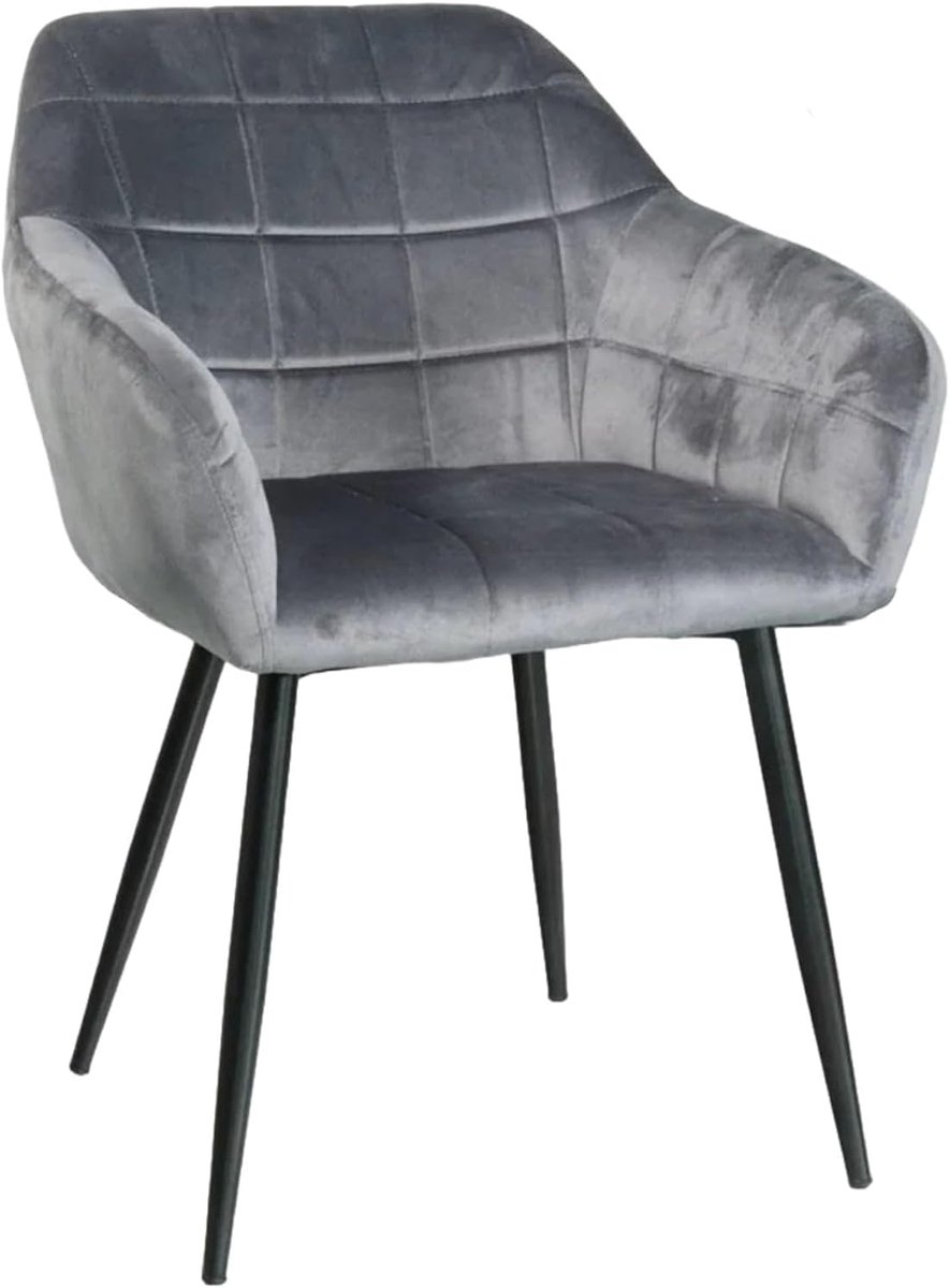 Eetstoel met armleuning - 6 stuks - velvet grijs - eenvoudige montage - perfecte aanvulling voor elke eetkamer - ShopVlot