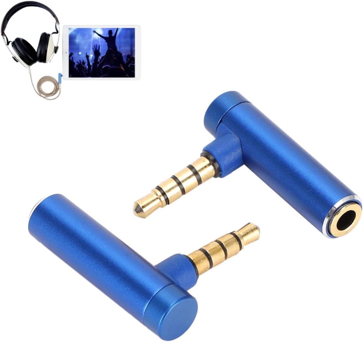 Audioadapter 3.5mm - 90 graden hoek - 2 stuks - ideaal voor krappe ruimtes - ShopVlot
