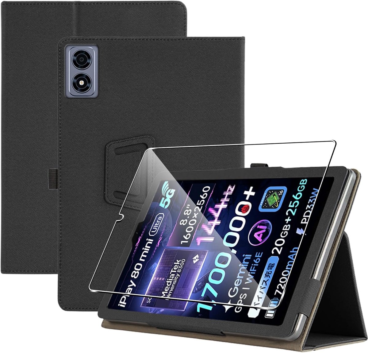Beschermhoes voor iPlay 80 Mini Ultra - PU-leer - kras- en schokbestendig - verstelbare standfunctie - ShopVlot
