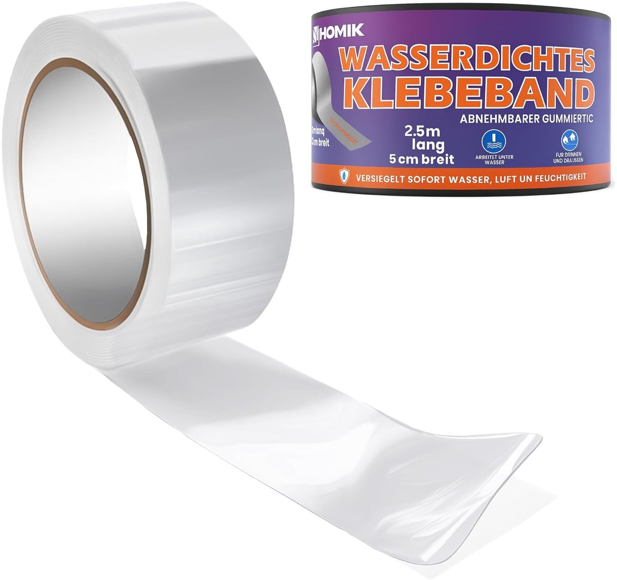 Waterdichte tape 5 cm x 2.5 m - transparant - UV-bestendig - ideaal voor lekkages - ShopVlot