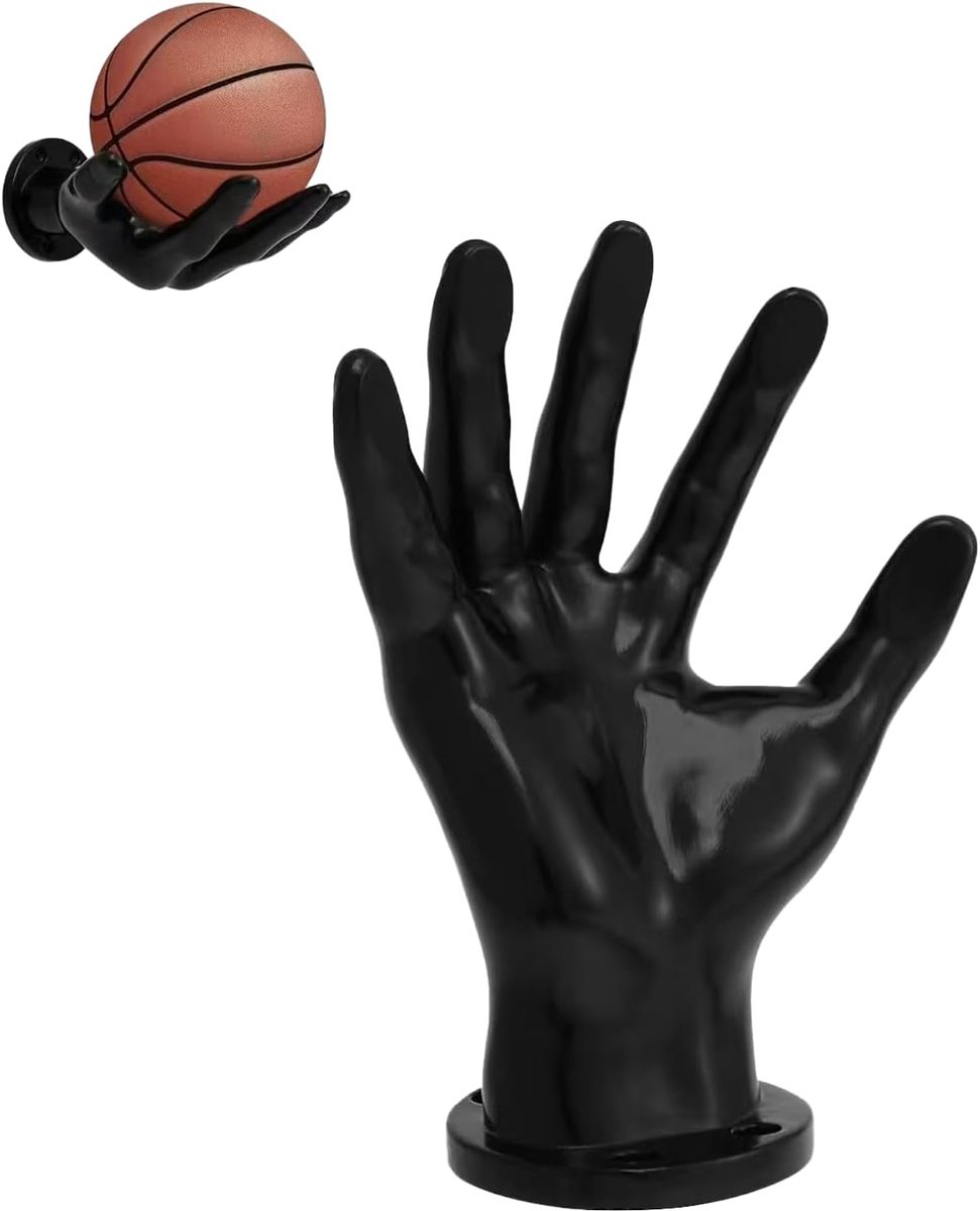balhouder handvorm - zwart - set van 2 - voor het opbergen van basketballen en voetballen - ShopVlot