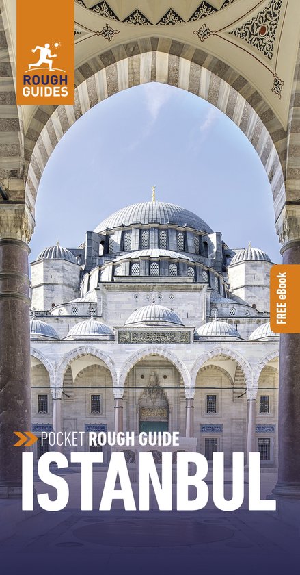 La couverture du Pocket Rough Guide Istanbul. Une mosquée avec de nombreux arcs et dômes, avec le titre 'POCKET ROUGH GUIDE ISTANBUL' en grandes lettres.