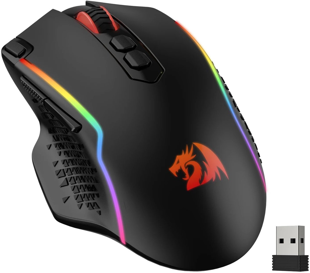 ITRONIQ Draadloze Gaming Muis - RGB - 10000 DPI - PixArt PAW3325 Sensor - 8 Programmeerbare Knoppen - USB Dongle - Zwart