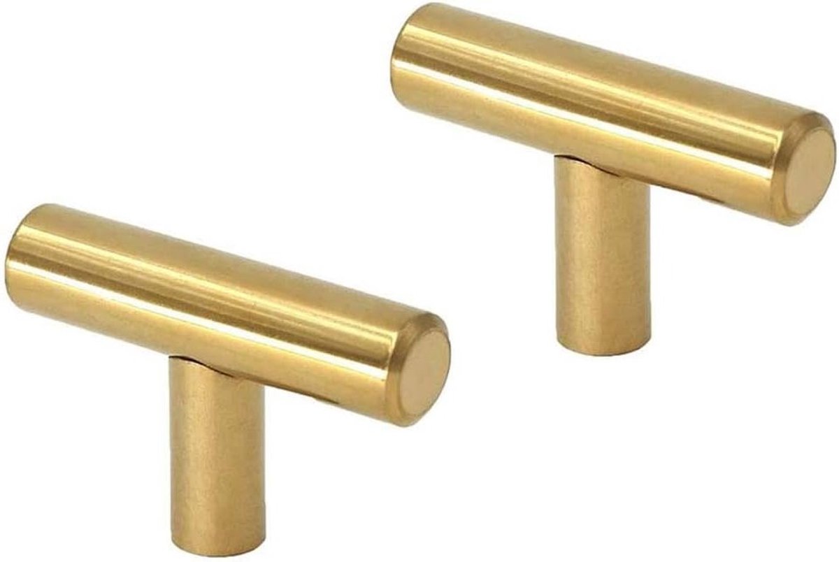 Moderne T-bar Handgrepen van Geborsteld Messing voor Keuken- en Meubeldeuren, Dressoirs en Laden