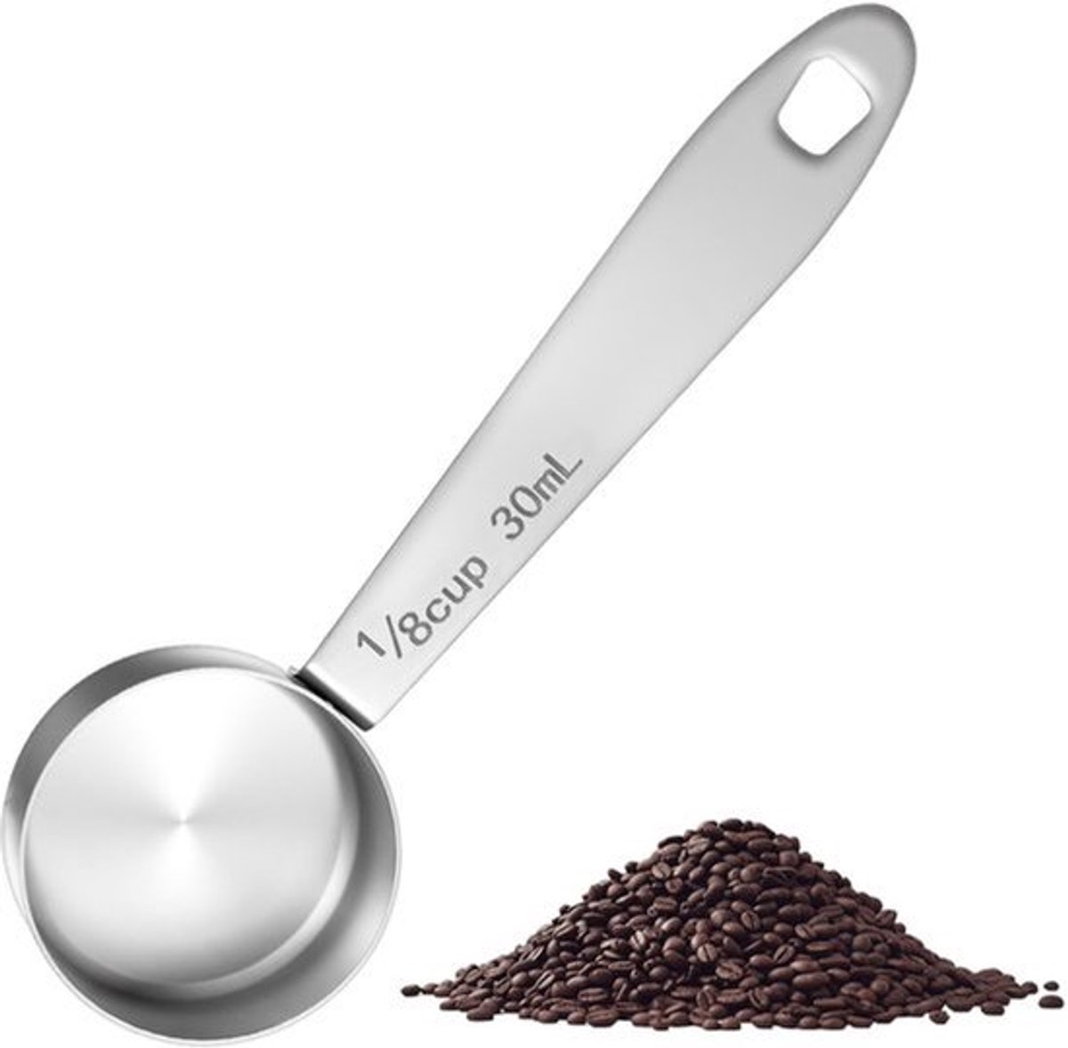 Ideeale koffielepel met zilveren maatlepel voor doseren
