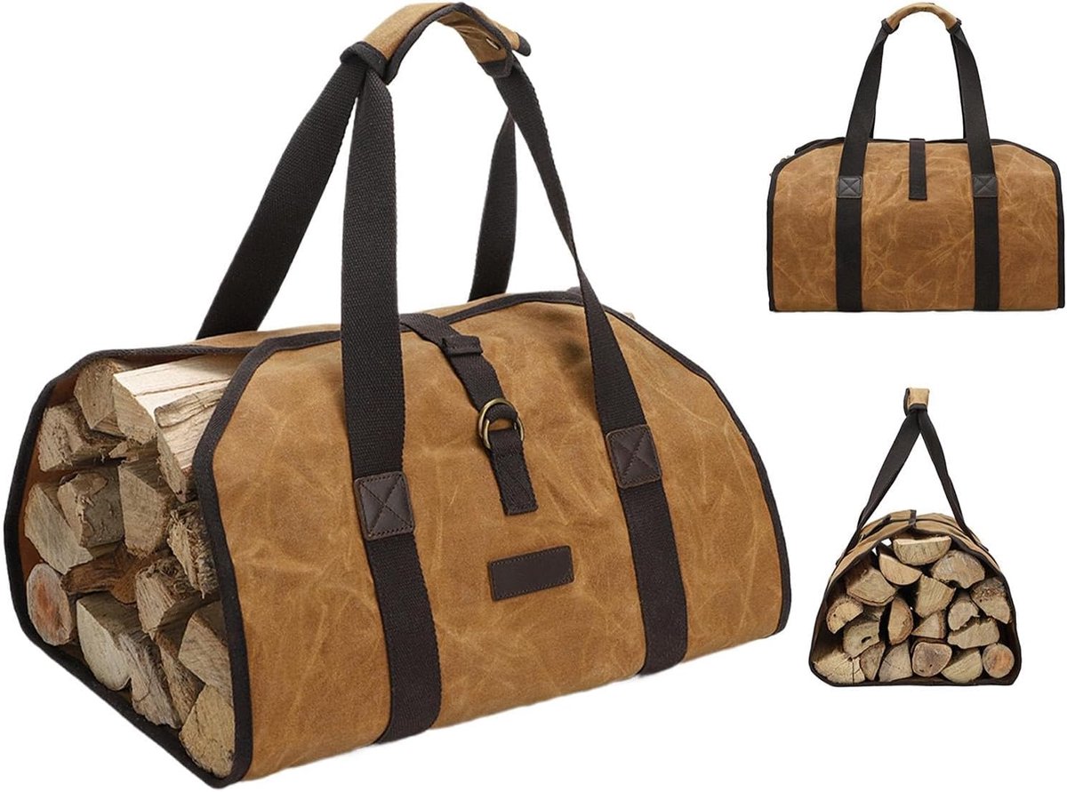 Hout Opslag Tas - Draagzak Logs - Buiten Haard - Waterdicht Canvas - 97 x 45 cm - Geel