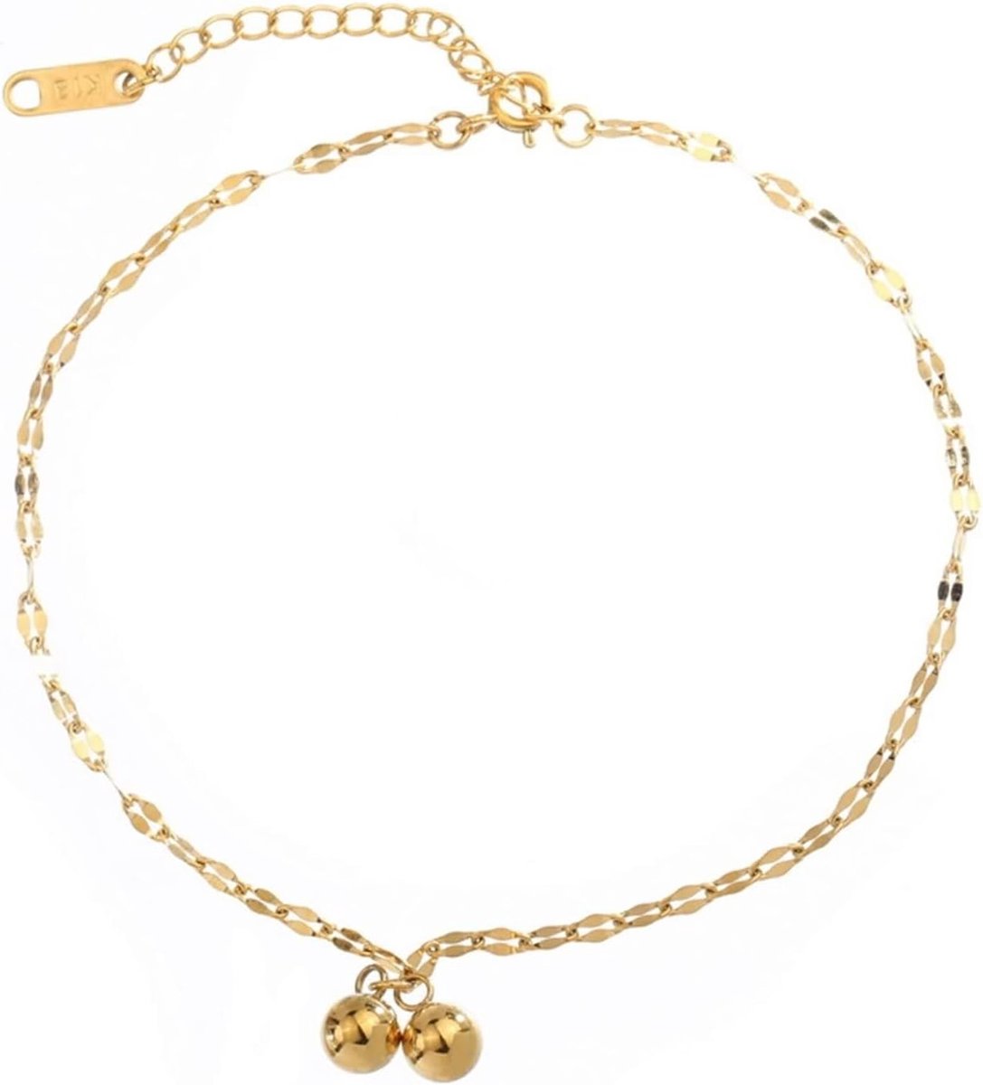 Roestvrij stalen enkelband - Gouden enkelbandjes - Strandfeest accessoire - Mode kralen design - Verstelbaar - Goudkleurig