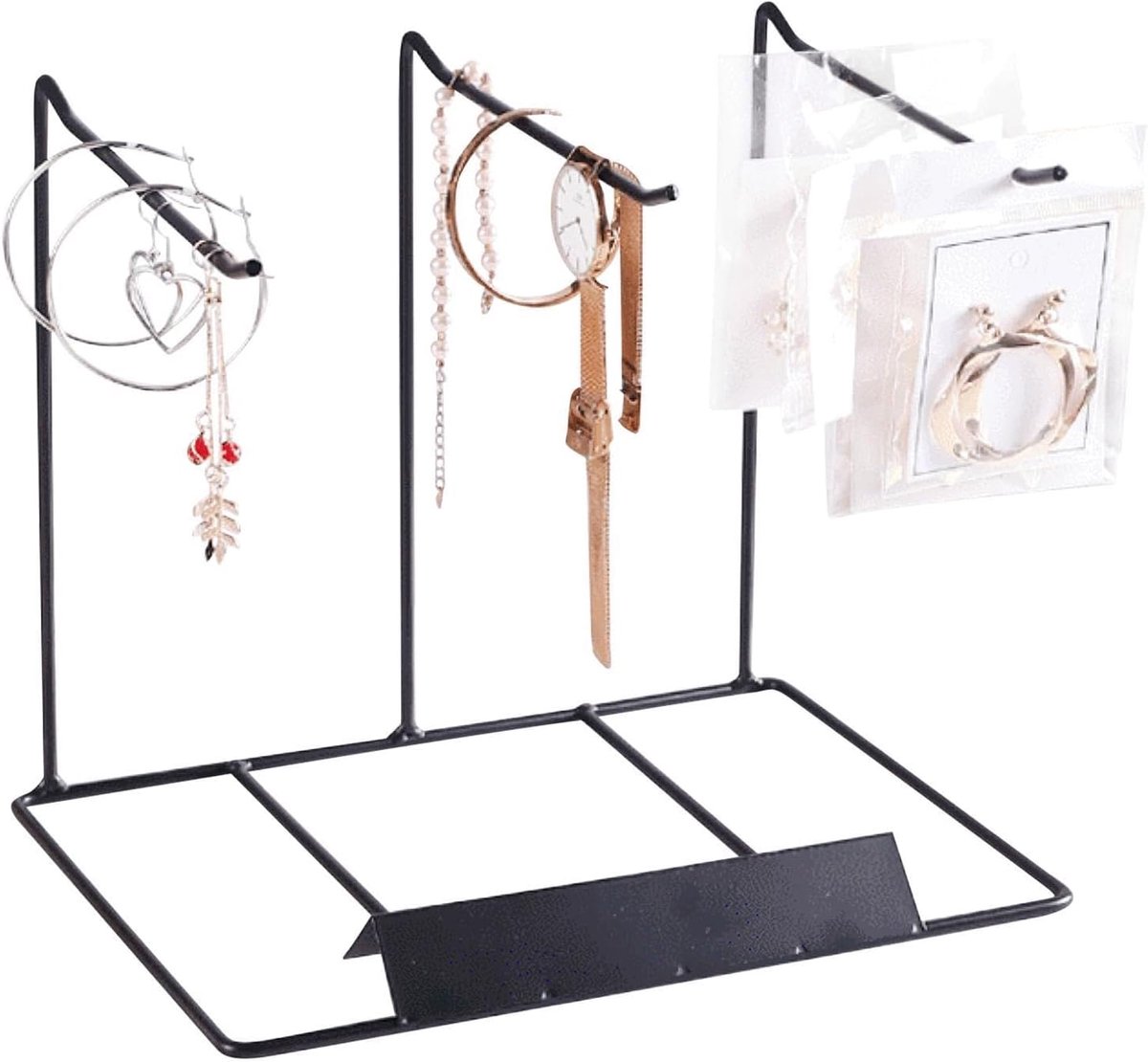 Halskettinghouder - Sieradenstandaard - Sieraden opbergen - Stabiele metalen structuur - 25x20x25 cm - Zwart