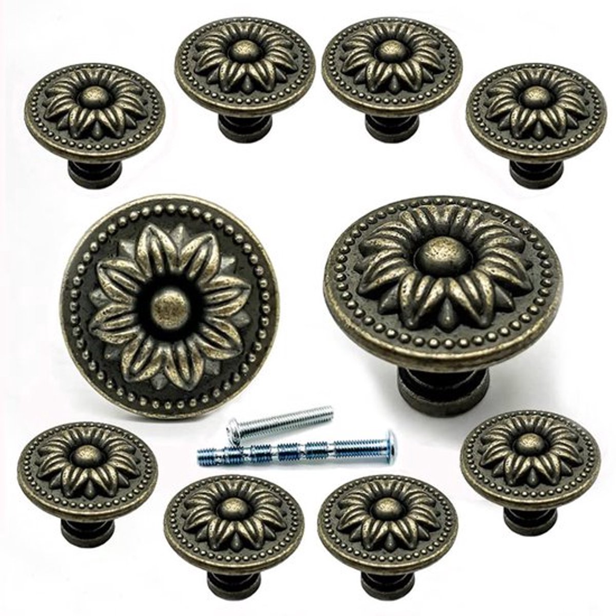 Antique Bronze Roses as Drawer Pulls, Vintage Decor Knobs