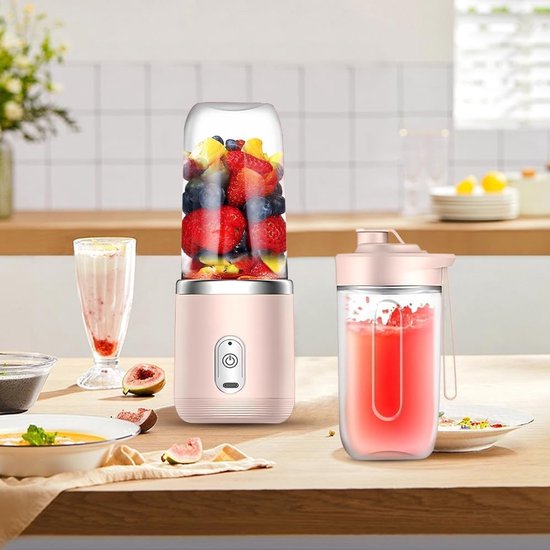 Smoothie Maker - Portable Mixer - Verse Drankjes Maken - 6 RVS Bladen - 400 ml - Roze — afbeelding 4