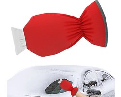 Sneeuwruimer met handschoen - Ijskrabber auto - Winterklaar maken - Geïntegreerde warme handschoen - 35 cm lang - Rood