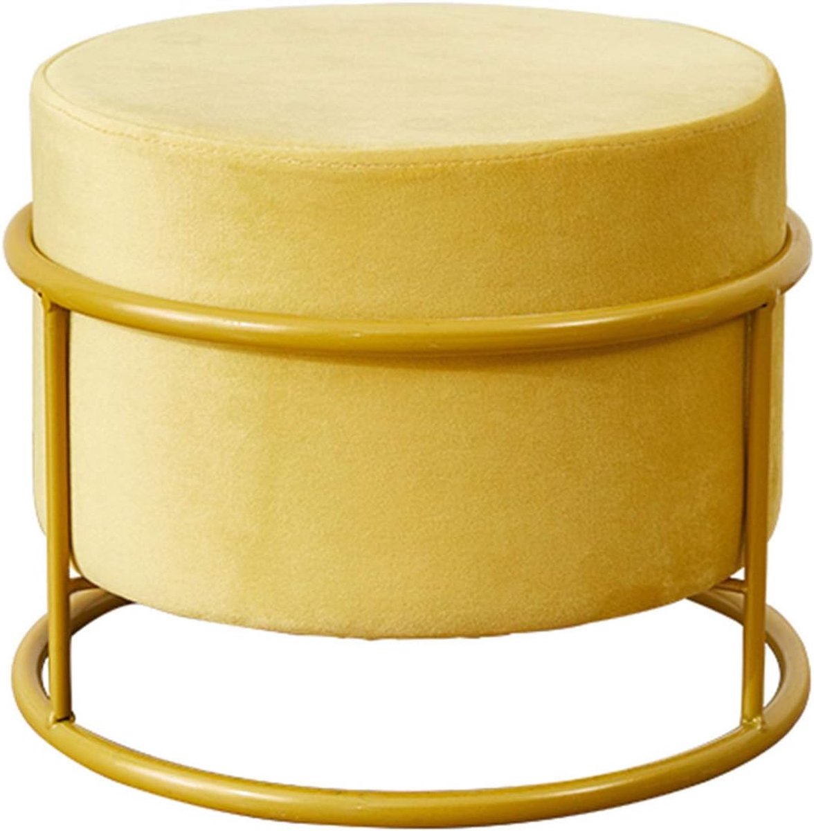 Voetenbank Kruk - Ronde Poef - Ontspannen Zitten - In Hoogte Verstelbaar - 28x25cm - Groen