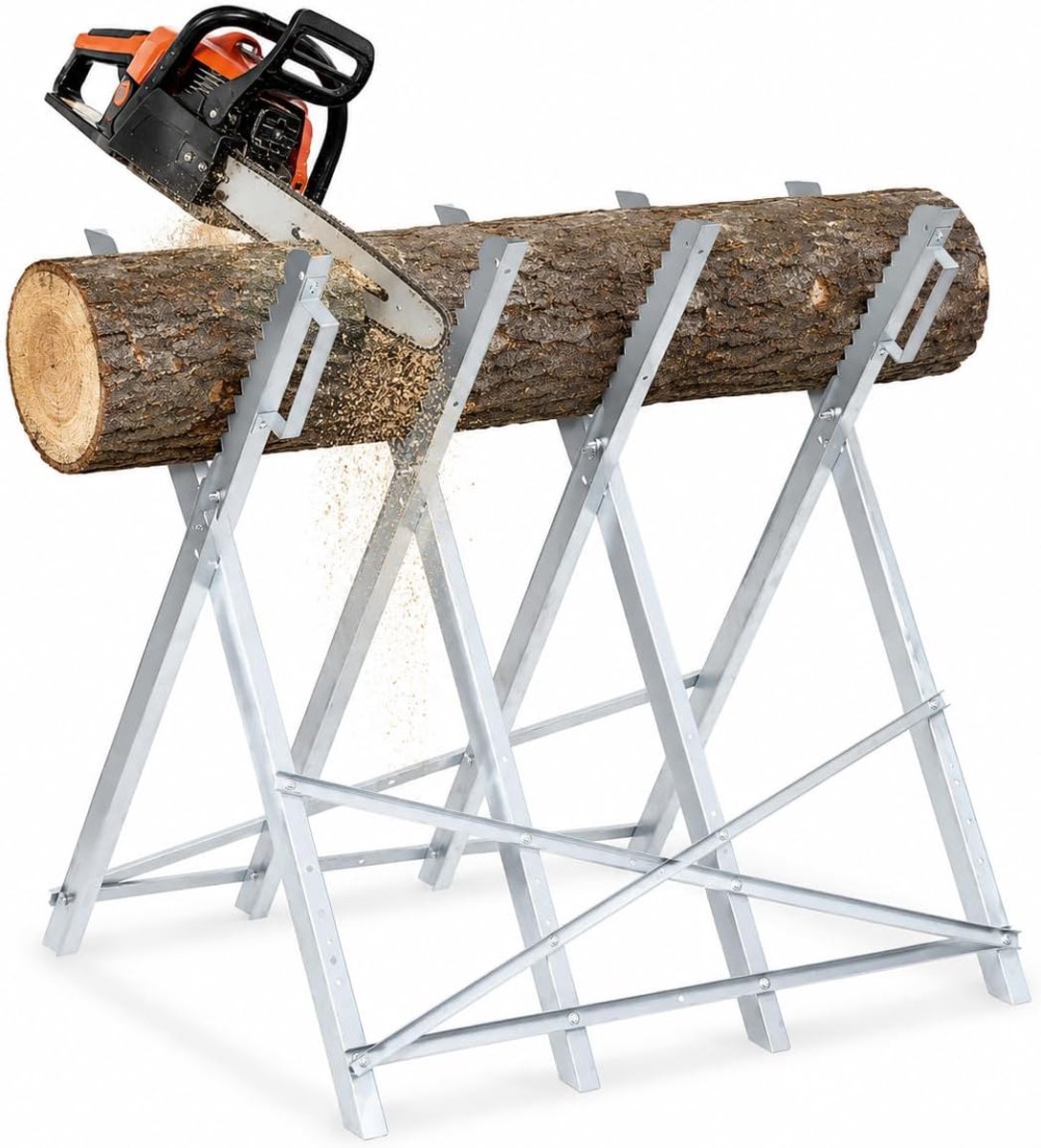 Zaagbok Inklapbaar - Zaagbok Hout - Brandhout Zagen - Met Tandhouders - 80 cm Werkhoogte - Verzinkt