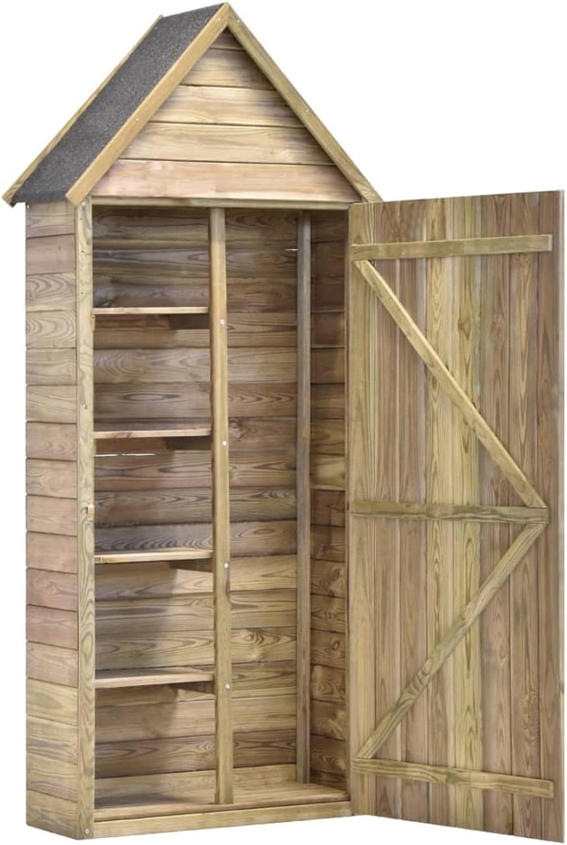 Houten Tuinhuisje - Opbergkast Tuin - Tuinspullen Opbergen - Behandeld Grenenhout - 77 x 28 x 178 cm - Natuurlijk
