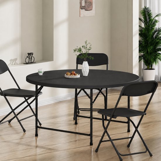 ADSafety Inklapbare Tafel Rond - Campingtafel - Klaptafel - Vouwtafel Buiten - Tuintafel - Ø 122 x H 74 CM - Zwart van ADSafety — afbeelding 3