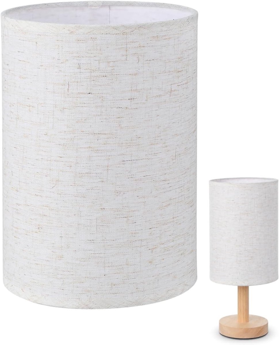 Lampenkap - Beige Linnen - Ronde Vorm - Eenvoudige Montage - Voor Tafellampen en Staande Lampen