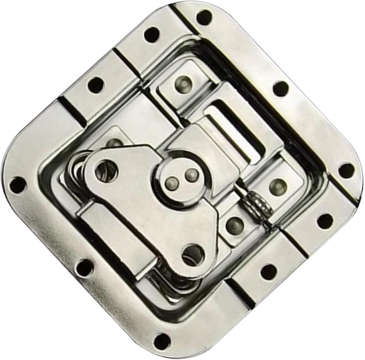 Knevelsluiting met clip - Klemclip - Kist sluiten - Veerbelaste afwerking - 103 x 108 mm - Zilverkleurig