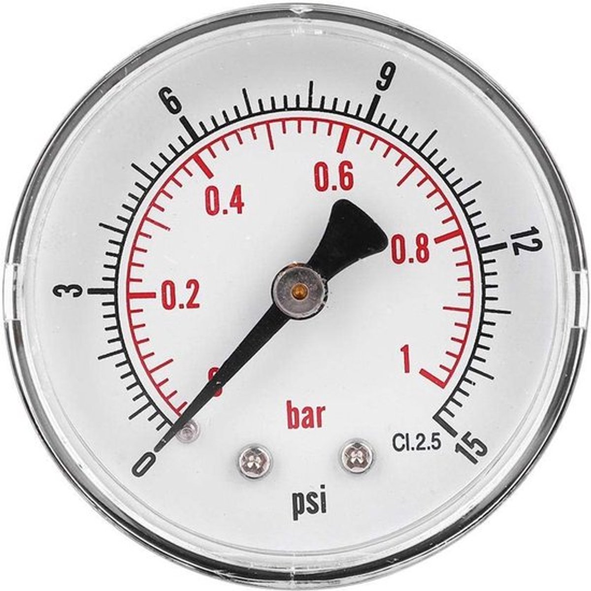 Shopcentral - Drukmeter - 50 mm - Precisie met transparante afdekking - 0-15 psi