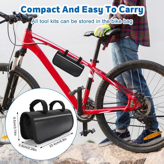 Multitool Fietsreparatieset 16-in-1 met Pomp en Waterdichte Zadeltas voor Noodgevallen — afbeelding 4