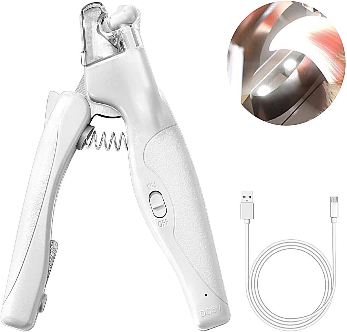 YAGXIG Nagelknipper voor huisdieren - Met LED-licht - Geschikt voor honden en katten - Oplaadbaar - Trimt nagels en poten - Verzorging - Veilig professioneel trimgereedschap - Wordt geleverd met nagelverzamelaar en gratis nagelvijl