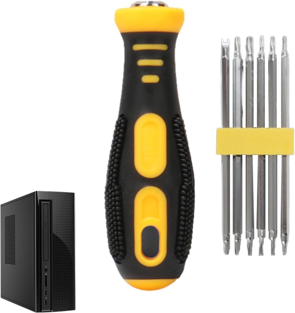 Schroevendraaierset - Reparatiegereedschap - Apparaten Repareren - Magnetische Punt - 12 Bits - Grijs