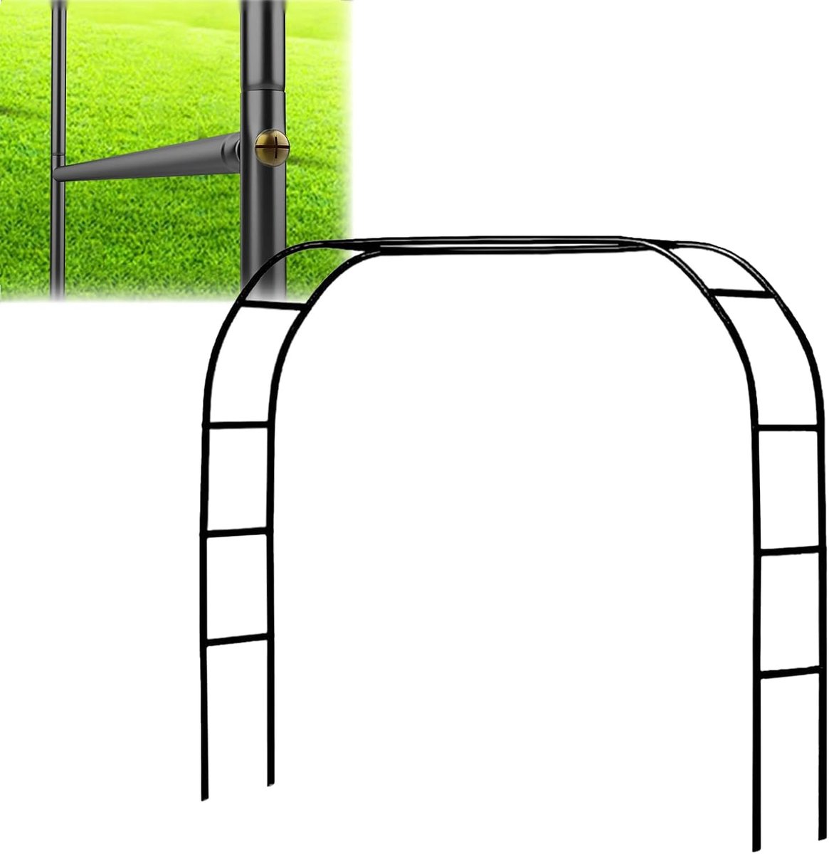 Rozenboog Metaal - Klimplantenboog Tuin - Planten Ondersteunen - Afneembare Basis - 80 x 200 cm - Zwart
