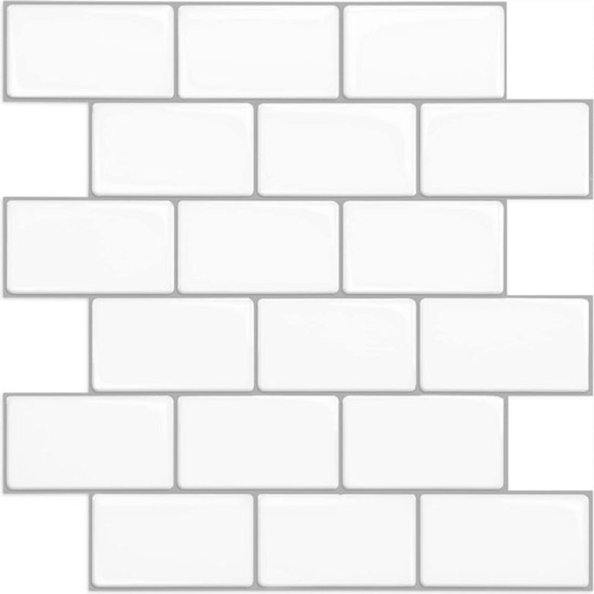 Vinylvellen voor tegels - 10 stuks - 30x30 cm - wit glanzend - grijze mortel