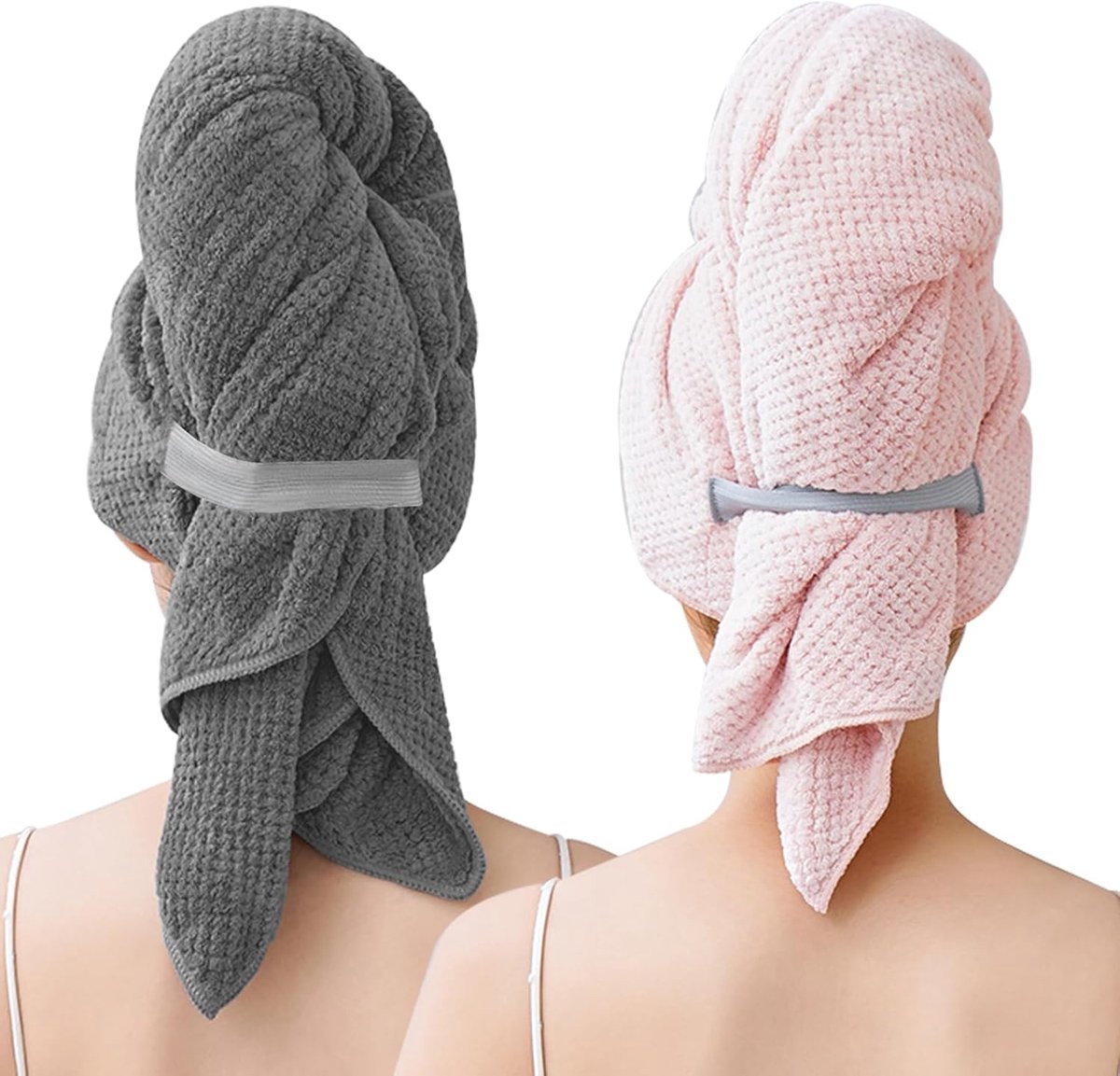 SnelShoppen - Set van 2 Grote Microfibre Handdoeken voor Lang Haar - 103 x 60 cm - Sneldro