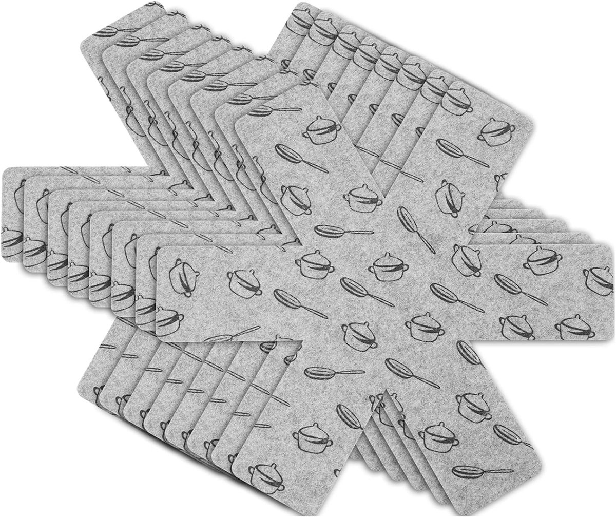 SnelShoppen - Pan Guards Set van 8 - 3 Verschillende Maten (38/35.5/26CM) - Beschermers voor Pannen - Kookgerei Separators - Krassen Bescherming - Gri