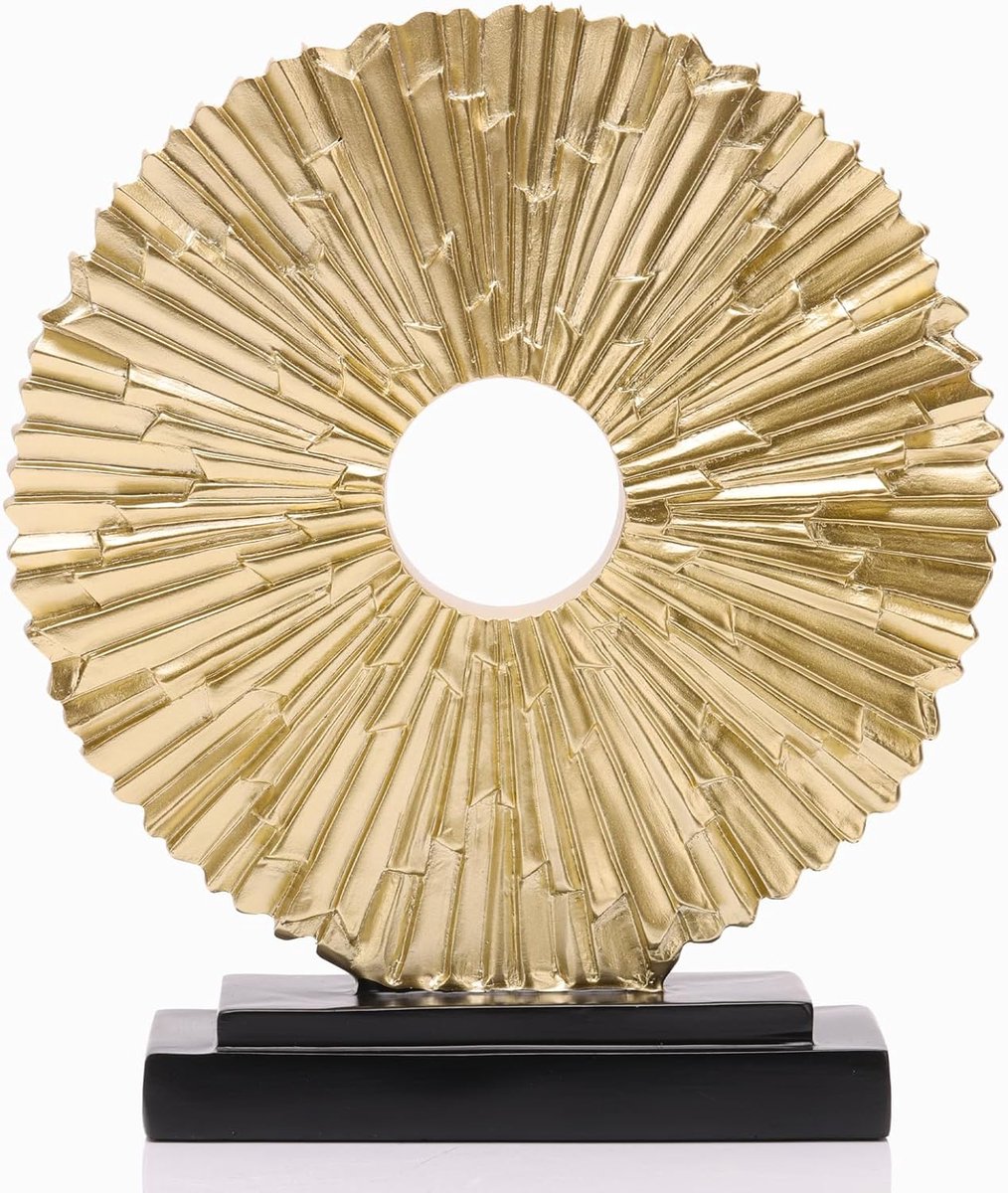 SnelShoppen - Moderne Gouden Decoratie Beeld, Unieke Ronde Abstracte Sculptuur, Handgemaakte Figuratieve Wanddecoratie voor Woonkamer, Slaapkamer, Kan